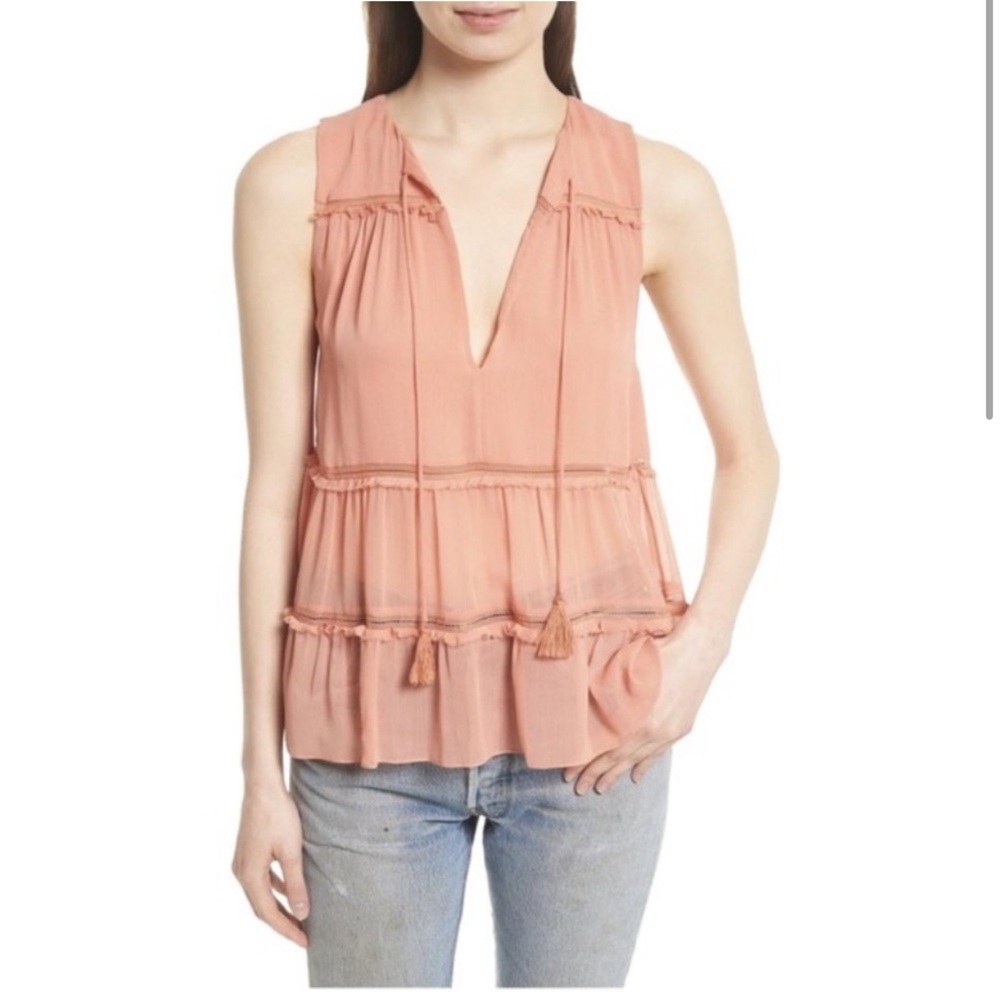 Alice + Olivia Massie Sleeveless V-Neck Boho Blouse Size Small - Picture 1 of 7